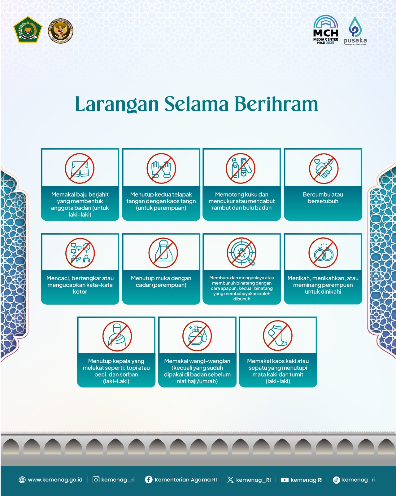 Jemaah haji agar memperhatikan larangan selama berihram. 