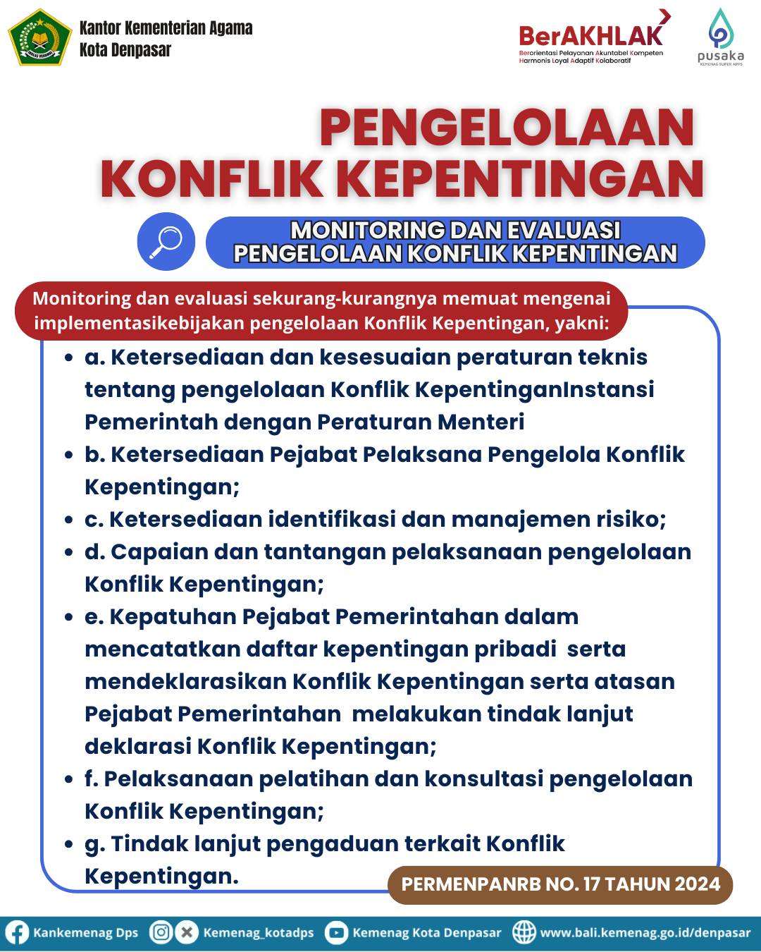 INFOGRAFIS PENGELOLAAN KONFLIK KEPENTINGAN KEMENTERIAN AGAMA KOTA DENPASAR