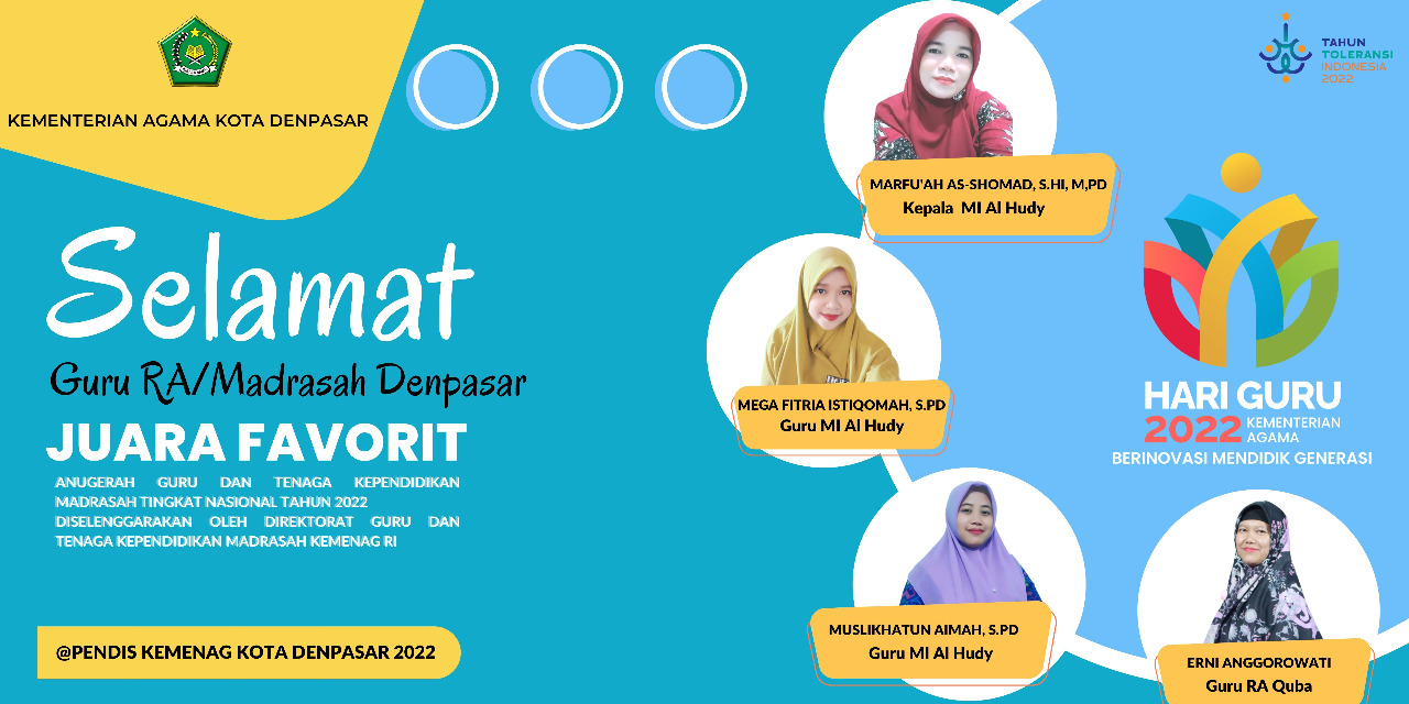 Selamat Guru RA/Madrasah Denpasar Atas Anugerah Guru dan Tenaga Kependidikan Madrasah Tingkat Nasional Tahun 2022