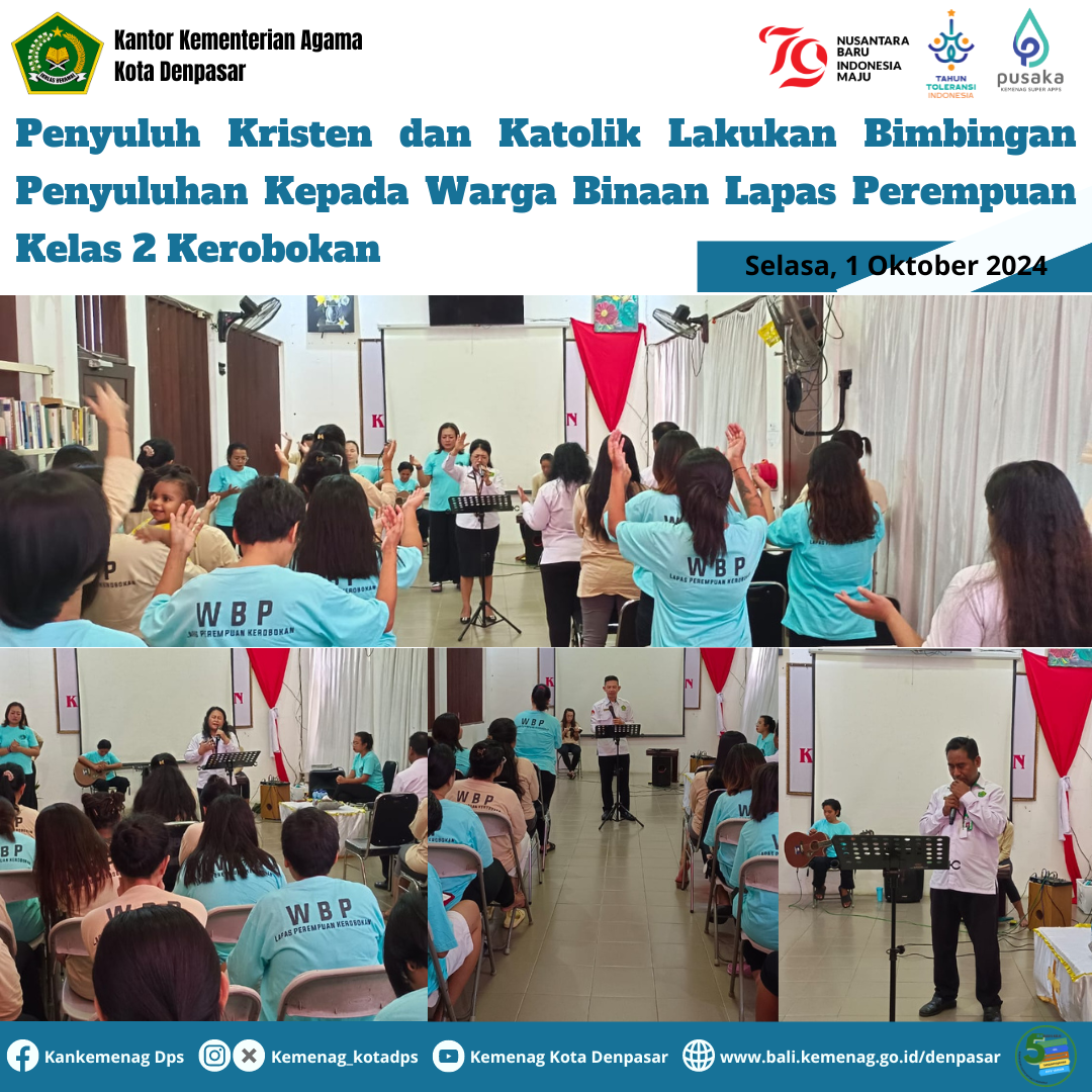 Penyuluh Kristen dan Katolik Lakukan Bimbingan Penyuluhan Kepada Warga Binaan Lapas Perempuan Kelas 2 Kerobokan