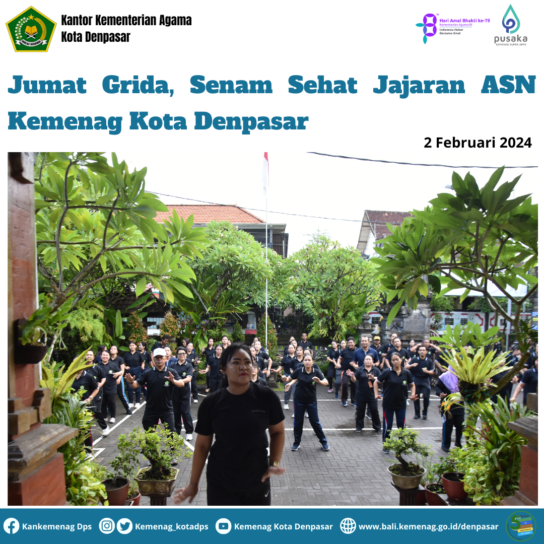 Jumat Grida, Senam Sehat Jajaran Kemenag Kota Denpasar