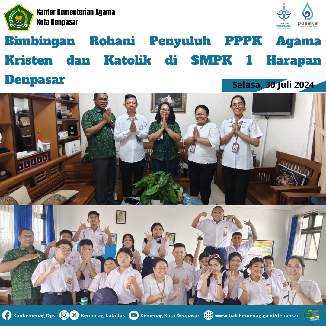 Bimbingan Rohani Penyuluh PPPK Agama Kristen dan Katolik di SMPK 1 Harapan Denpasar