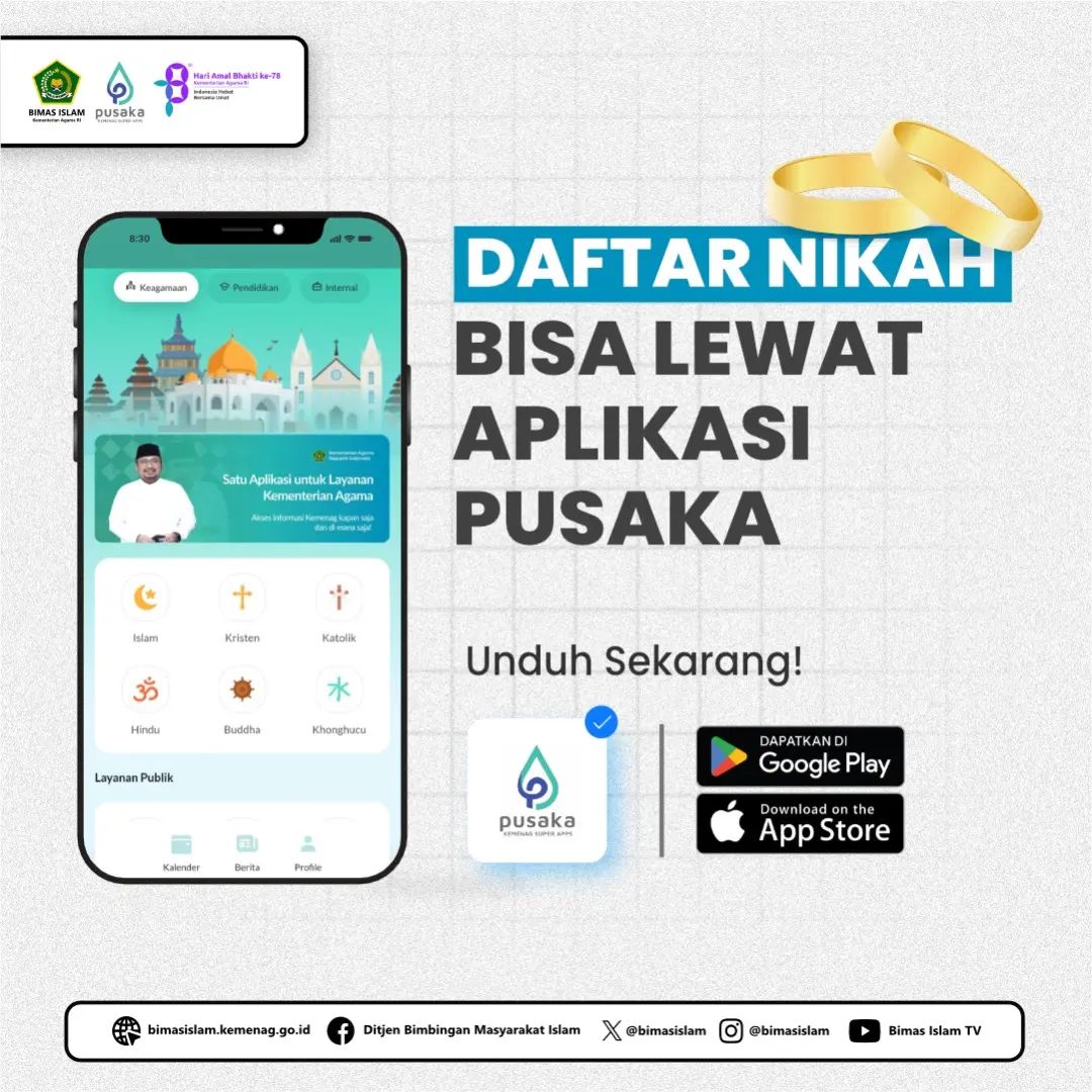 Daftar Nikah Bisa Lewat Aplikasi PUSAKA