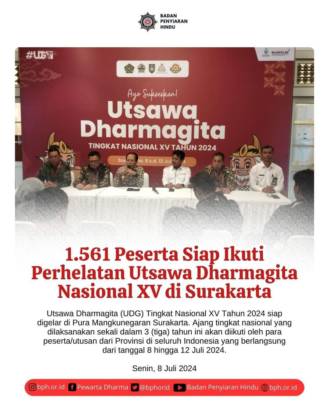 1561 Peserta Siap Ikuti Perhelatan Utsawa Dharmagita Nasional XV di Surakarta