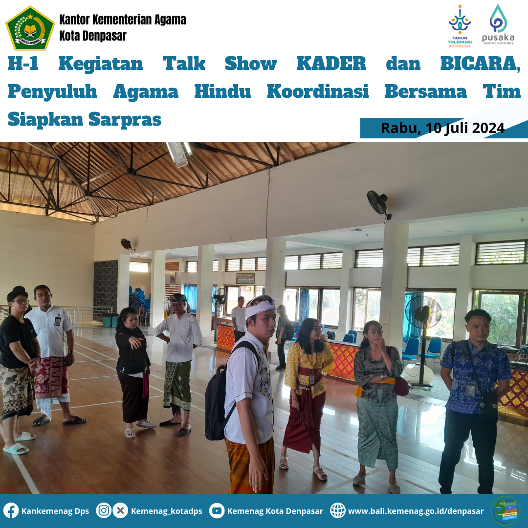 H-1 Kegiatan Talk Show KADER dan BICARA, Penyuluh Agama Hindu Koordinasi Bersama Tim Siapkan Sarpras