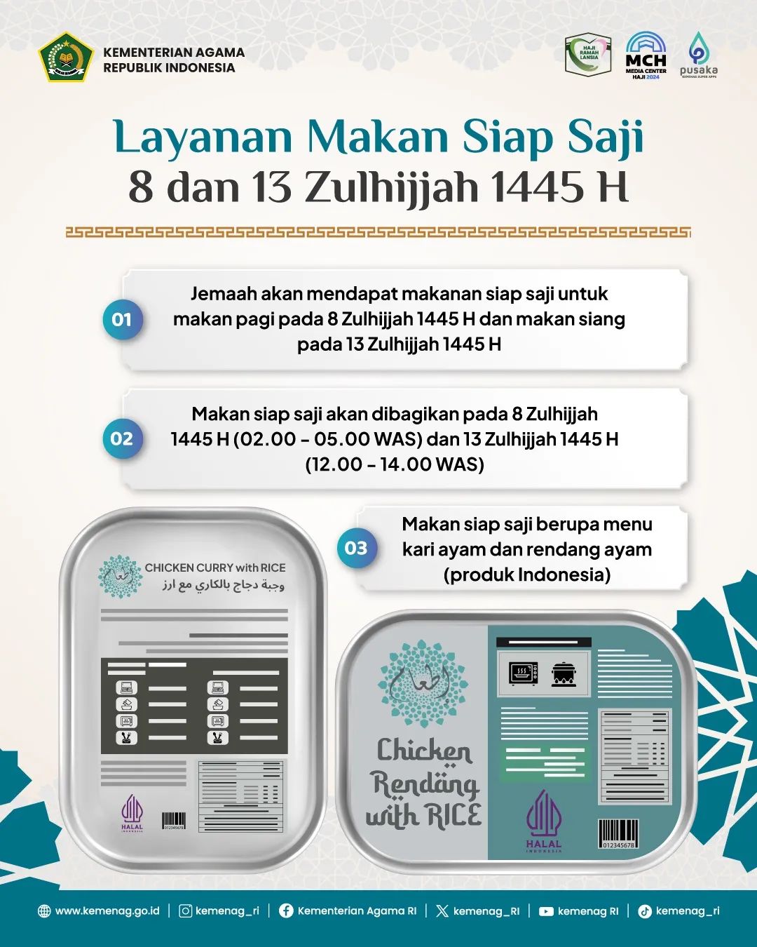 Layanan Makan Siap Saji 8 dan 13 Zulhijjah 1445H