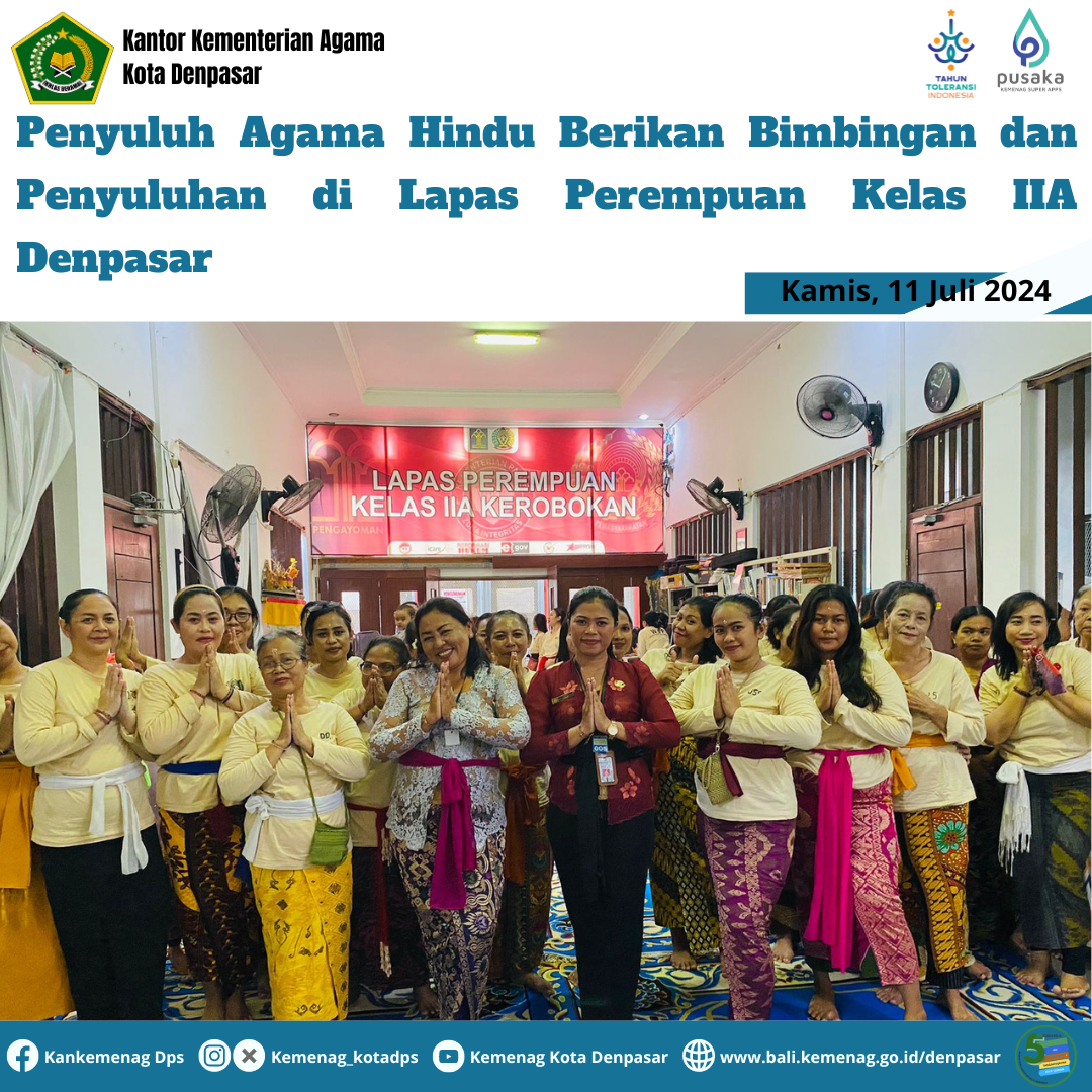 Penyuluh Agama Hindu Berikan Bimbingan dan Penyuluhan di Lapas Perempuan Kelas IIA Denpasar