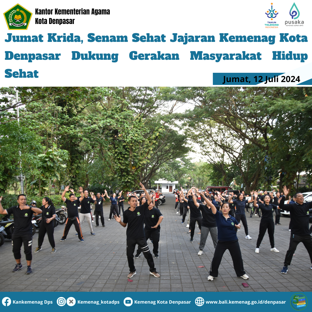 Jumat Krida, Senam Sehat Jajaran Kemenag Kota Denpasar Dukung Gerakan Masyarakat Hidup Sehat