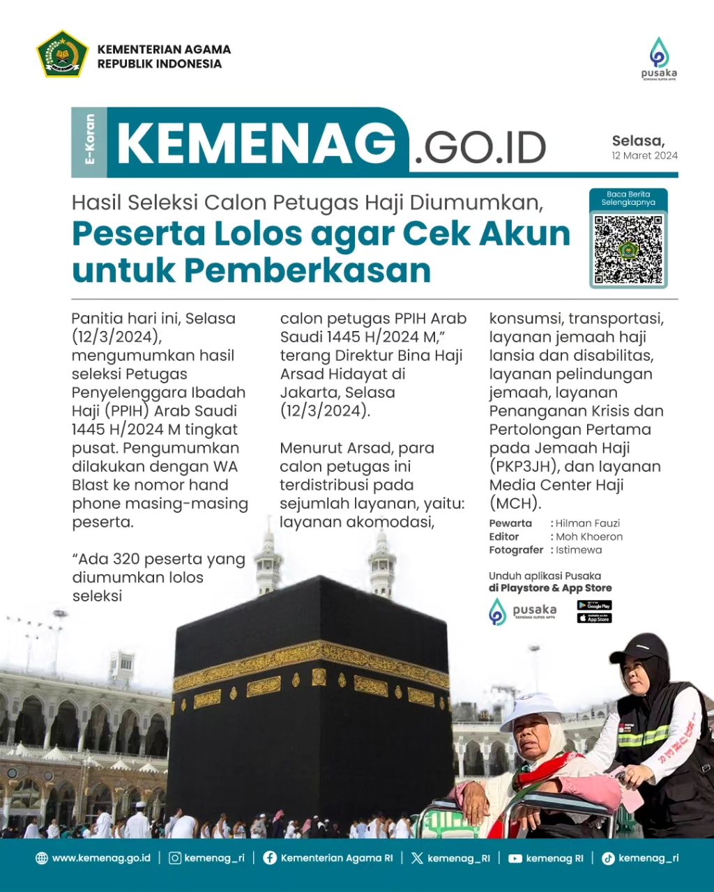 Hasil Seleksi Calon Petugas Haji di Umumkan 