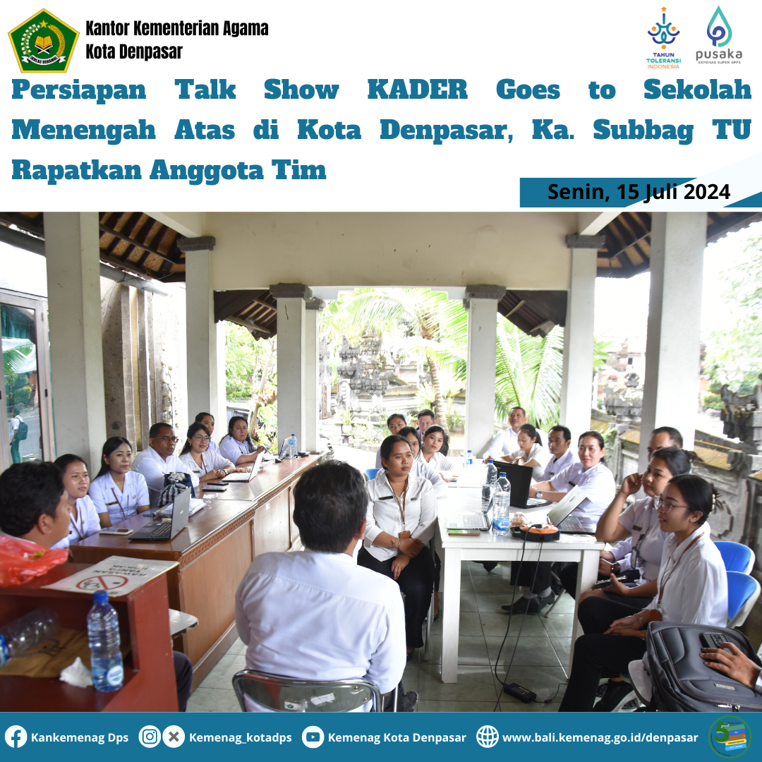 Persiapan Talk Show KADER Goes to Sekolah Menengah Atas di Kota Denpasar, Ka. Subbag TU Rapatkan Anggota Tim
