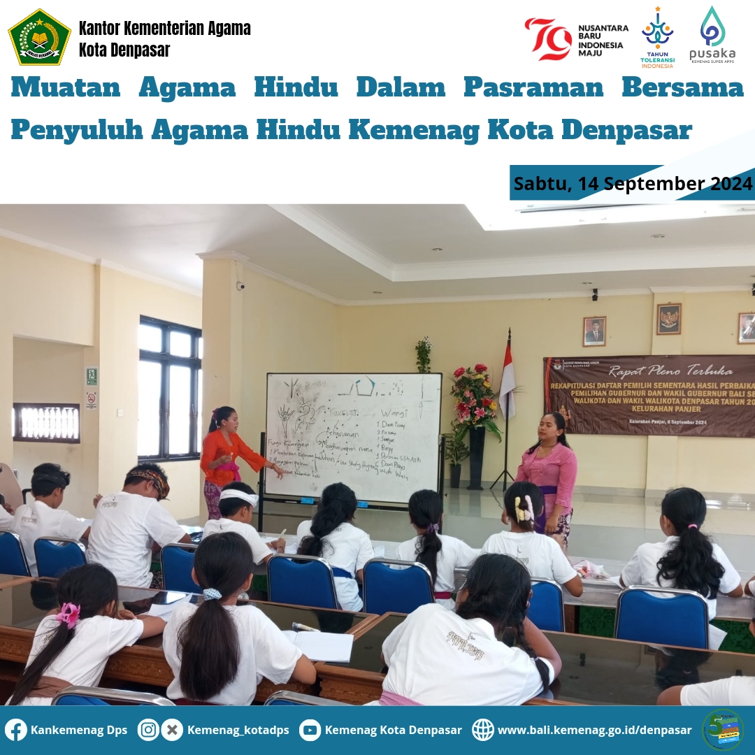Muatan Agama Hindu Dalam Pasraman Bersama Penyuluh Agama Hindu Kemenag Kota Denpasar 