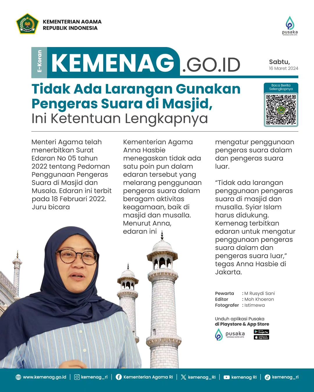 Tidak Ada Larangan Gunakan Pengeras Suara di Masjid 