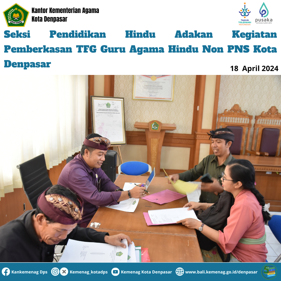 Seksi Pendidikan Hindu Adakan Kegiatan Pemberkasan TFG Guru Agama Hindu Non PNS Kota Denpasar