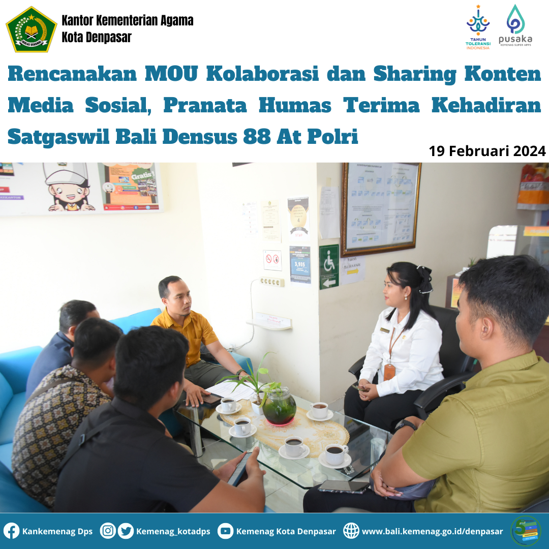 Rencanakan MOU Kolaborasi dan Sharing Konten Media Sosial, Pranata Humas Terima Kehadiran Satgaswil Bali Densus 88 At Polri