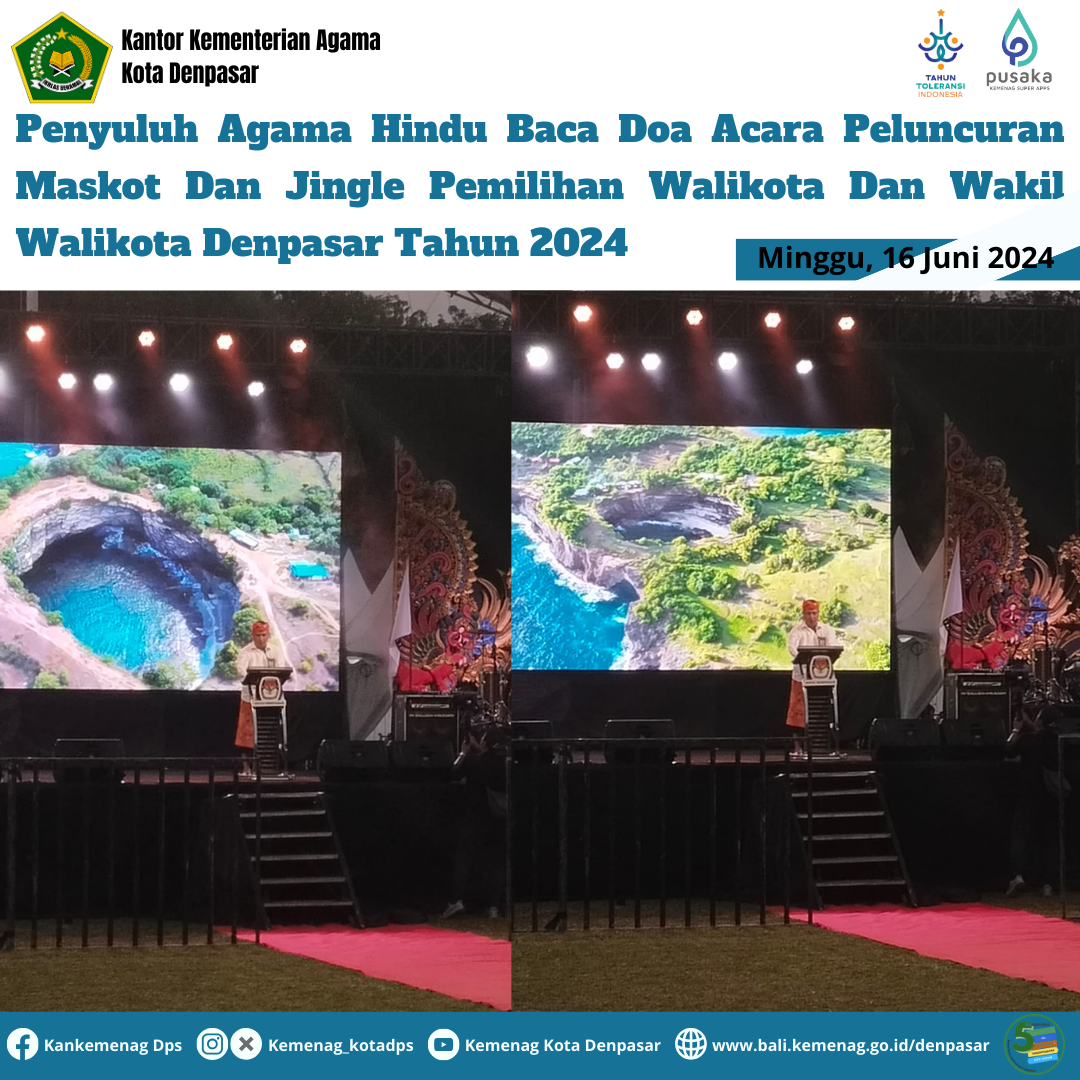 Penyuluh Agama Hindu Baca Doa Acara Peluncuran Maskot Dan Jingle Pemilihan Walikota Dan Wakil Walikota Denpasar Tahun 2024