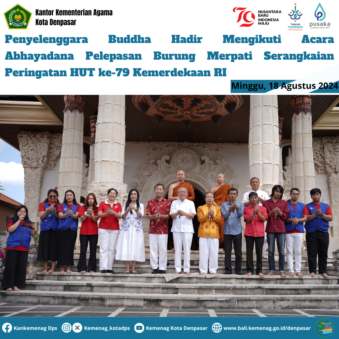 Penyelenggara Buddha Hadir Mengikuti Acara Abhayadana Pelepasan Burung Merpati Serangkaian Peringatan HUT ke-79 Kemerdekaan RI
