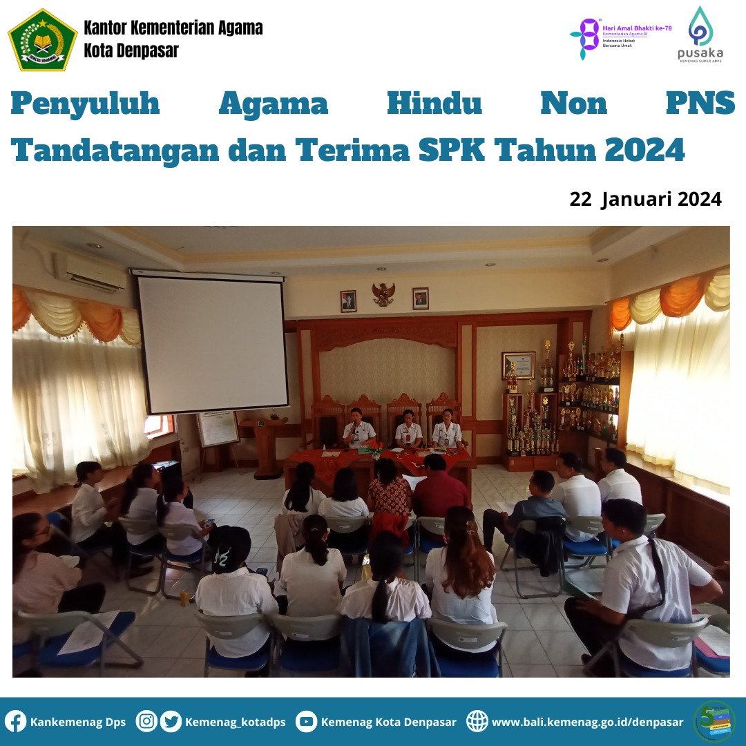 Penyuluh Agama Hindu Non PNS Tandatangan dan Terima SPK 2024