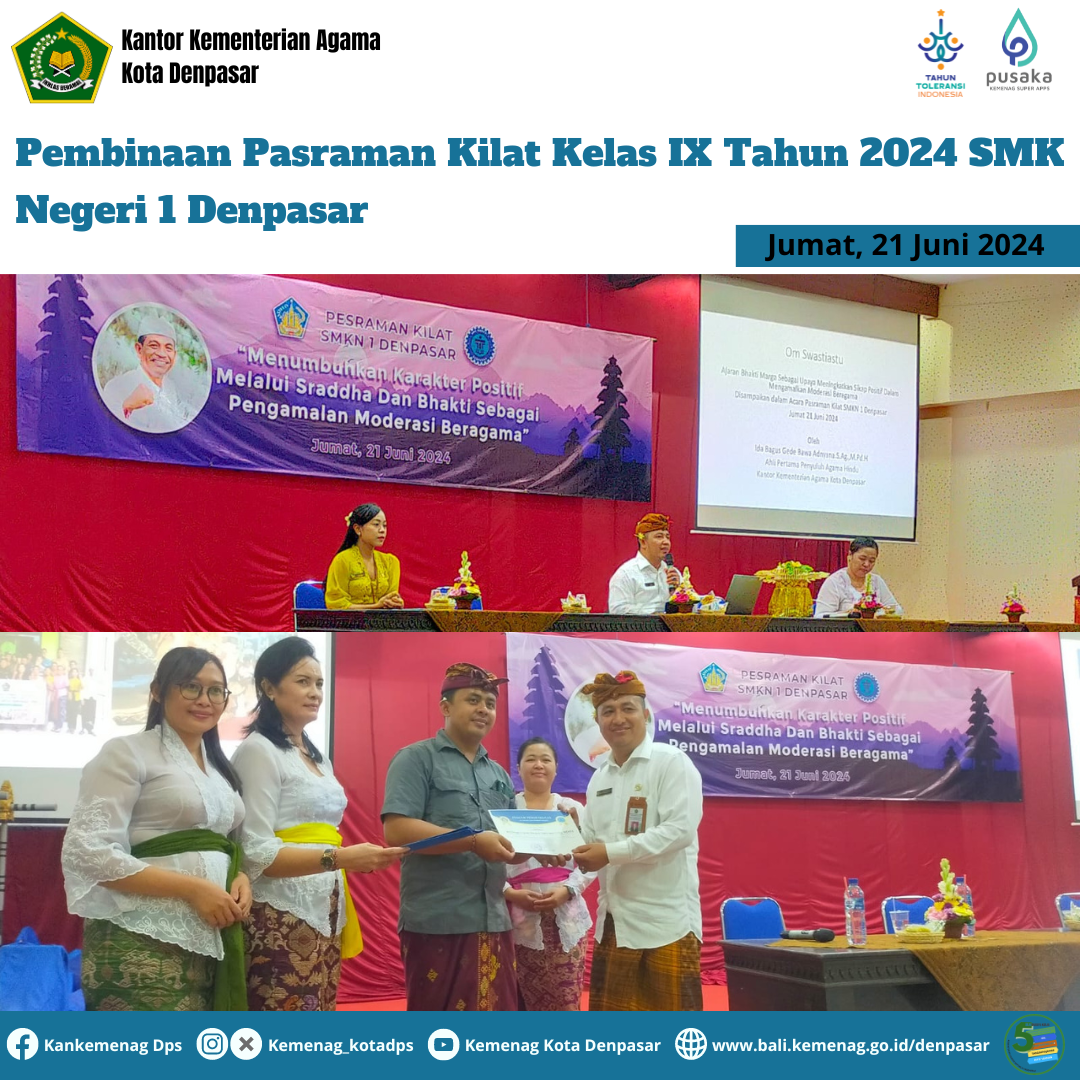 Pembinaan Pasraman Kilat Kelas IX Tahun 2024 SMK Negeri 1 Denpasar