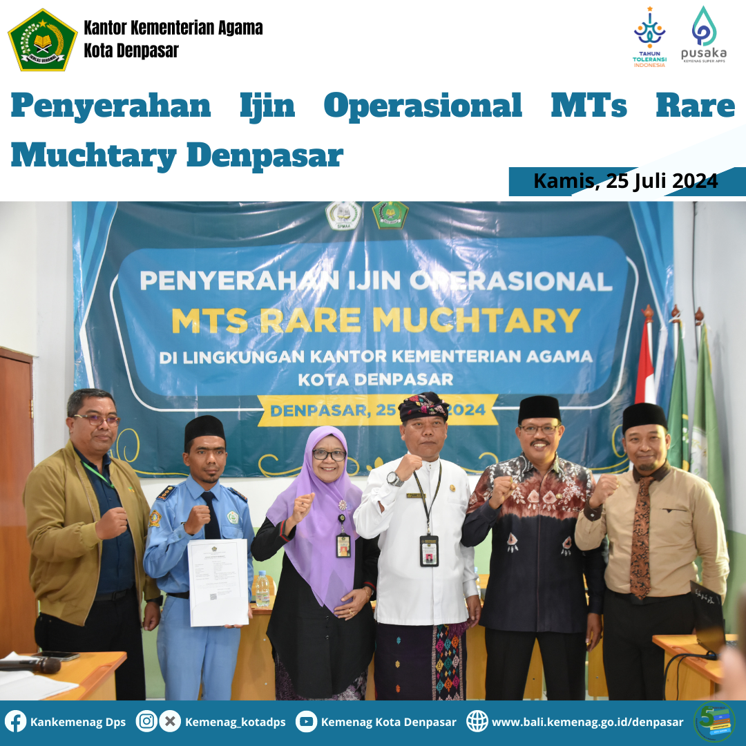 Penyerahan Ijin Operasional MTs Rare Muchtary Denpasar