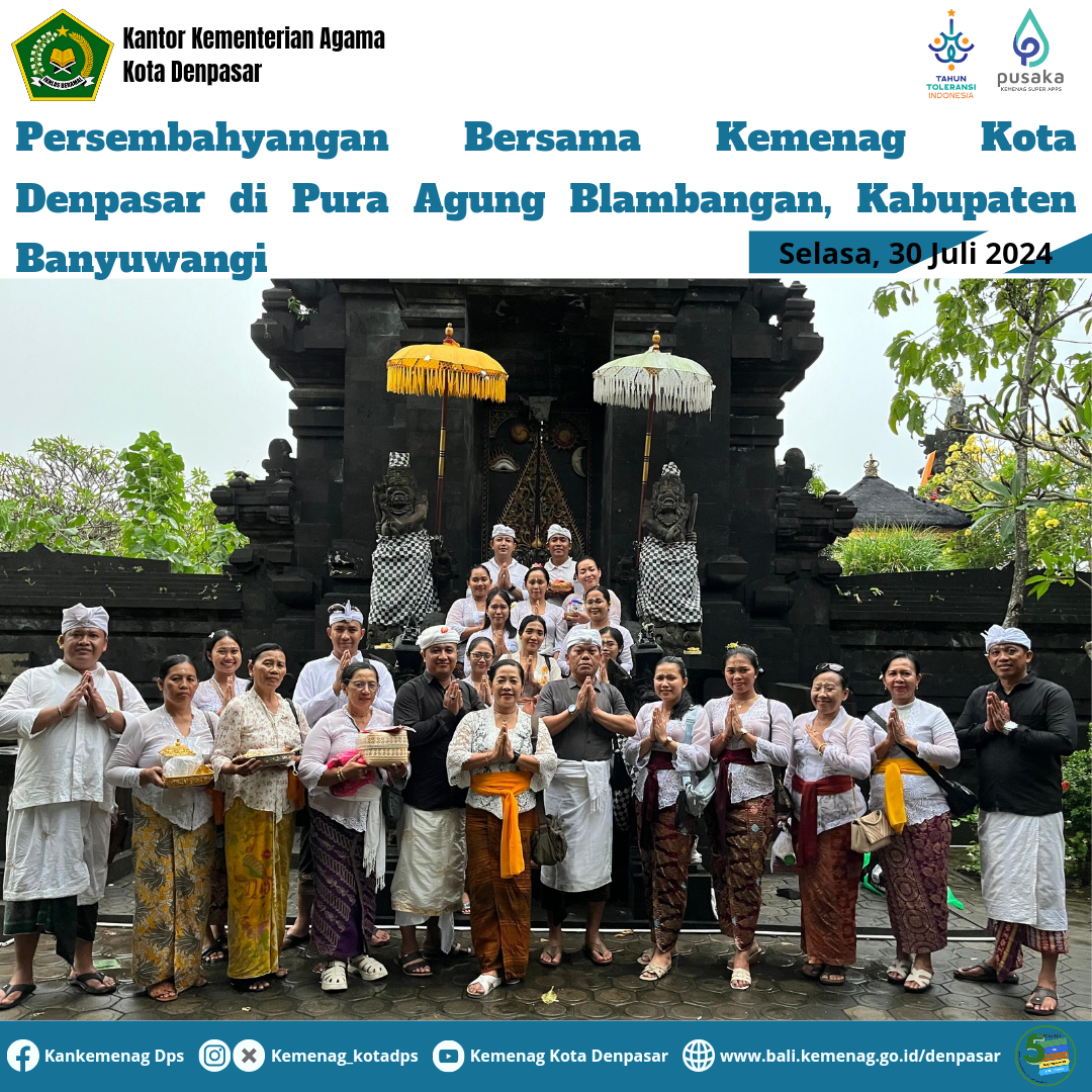 Persembahyangan Bersama Kemenag Kota Denpasar di Pura Agung Blambangan, Kabupaten Banyuwangi
