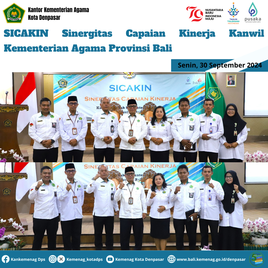 SICAKIN Sinergitas Capaian Kinerja Kanwil Kementerian Agama Provinsi Bali Tahun 2024