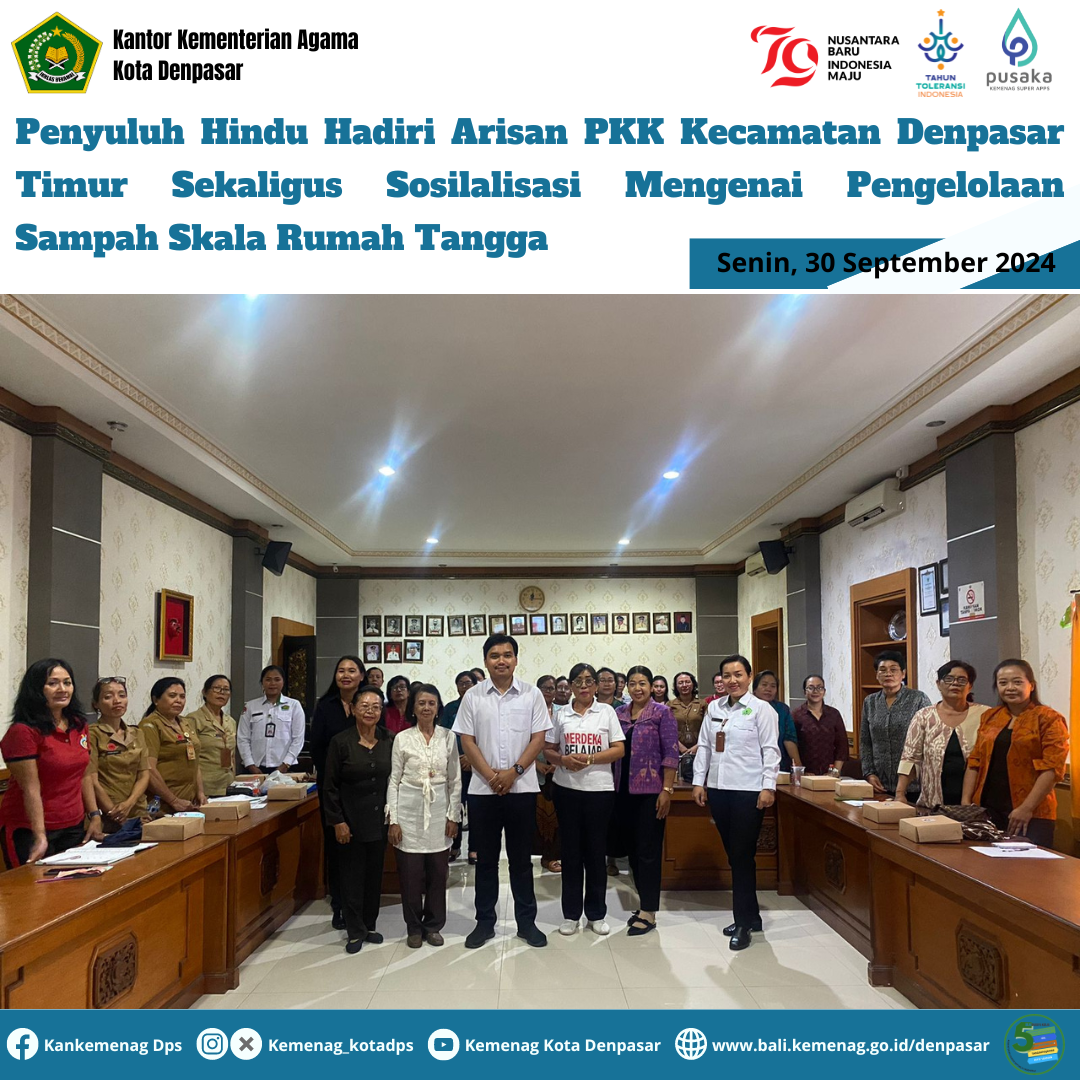 Penyuluh Hindu Hadiri Arisan PKK Kecamatan Denpasar Timur Sekaligus Sosilalisasi Mengenai Pengelolaan Sampah Skala Rumah Tangga