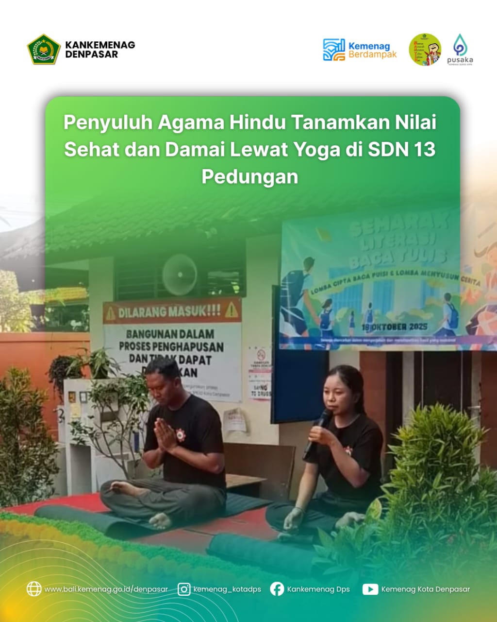 Penyuluh Agama Hindu Tanamkan Nilai Sehat dan Damai Lewat Yoga di SDN 13 Pedungan