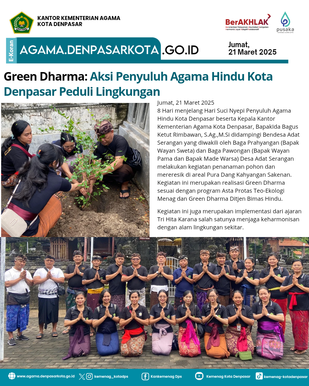 Green Dharma: Aksi Penyuluh Agama Hindu Kota Denpasar Peduli Lingkungan