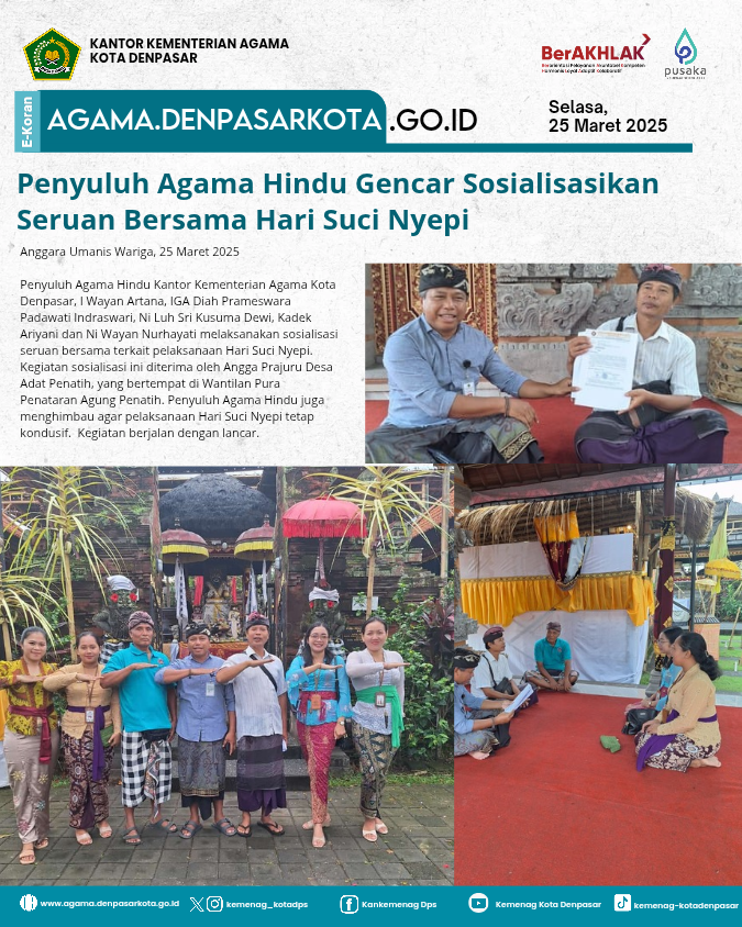 Penyuluh Agama Hindu Gencar Sosialisasikan Seruan Bersama Hari Suci Nyepi