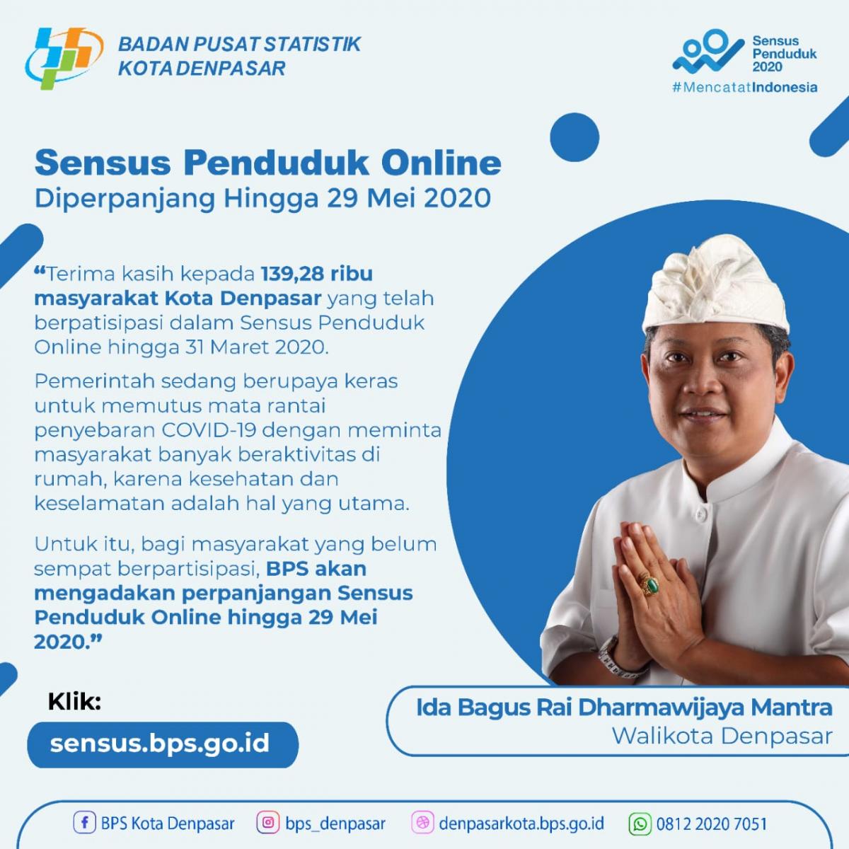 Perpanjangan Sensus Penduduk Online Hingga 29 Mei 2020 Mendatang