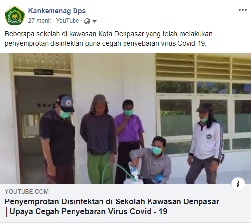 Penyemprotan Disinfektan di Sekolah Kawasan Denpasar