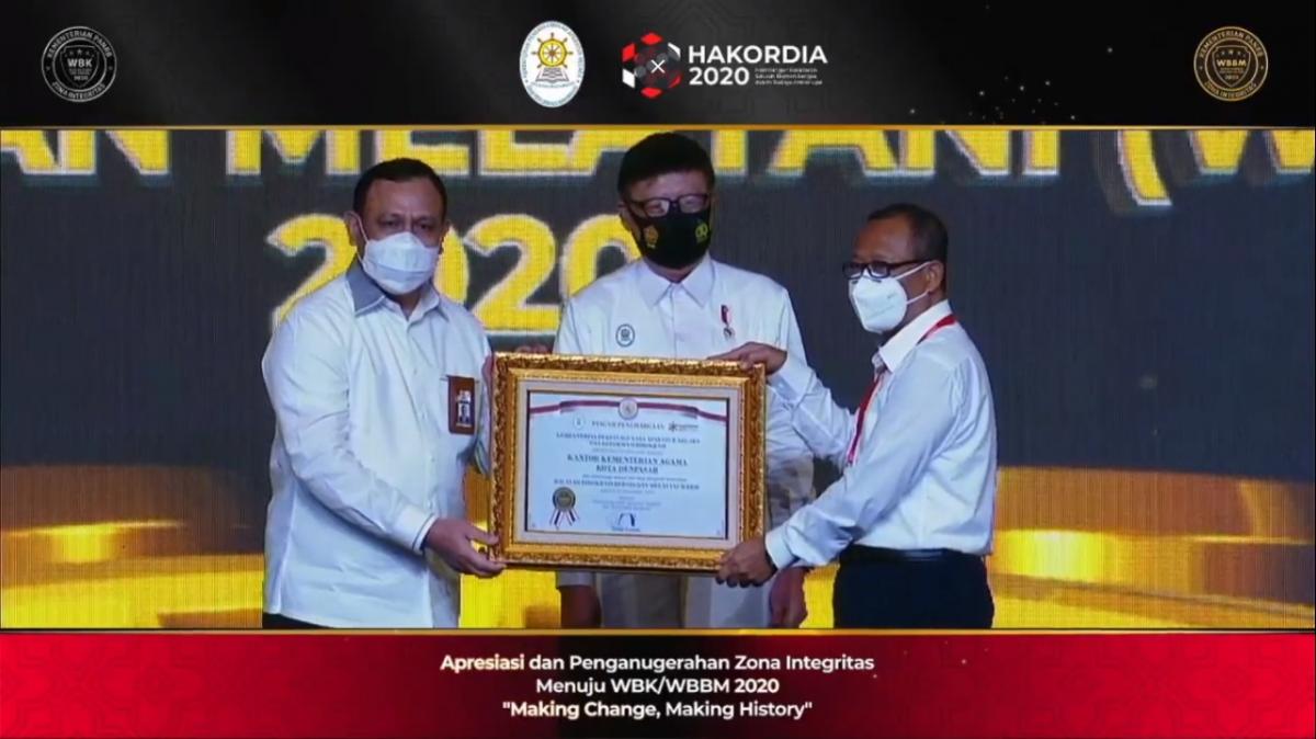 Selamat, Kantor Kementerian Agama Kota Denpasar Meraih Zona Integritas Menuju WBBM di Tahun 2020