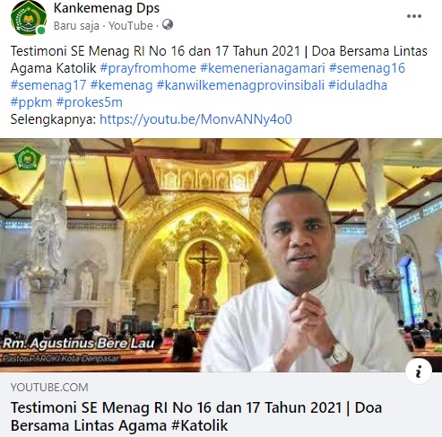 Testimoni SE Menag RI No 16 dan 17 Tahun 2021 | Doa Bersama Lintas Agama Katolik