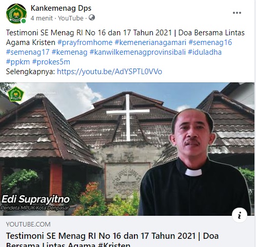 Testimoni SE Menag RI No 16 dan 17 Tahun 2021 | Doa Bersama Lintas Agama Kristen