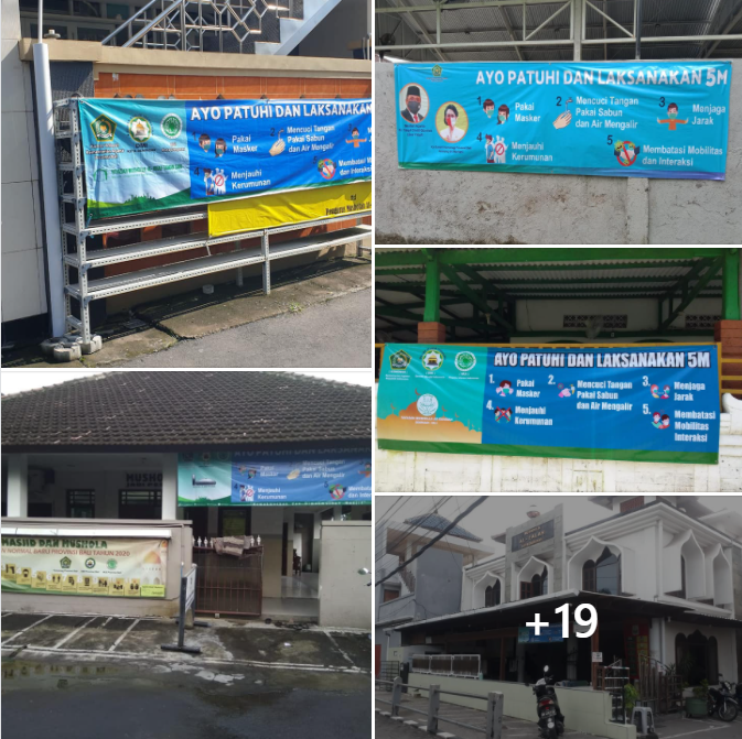 Pemasangan Banner Penerapan Prokes 5M di Beberapa Tempat Ibadah di Kota Denpasar