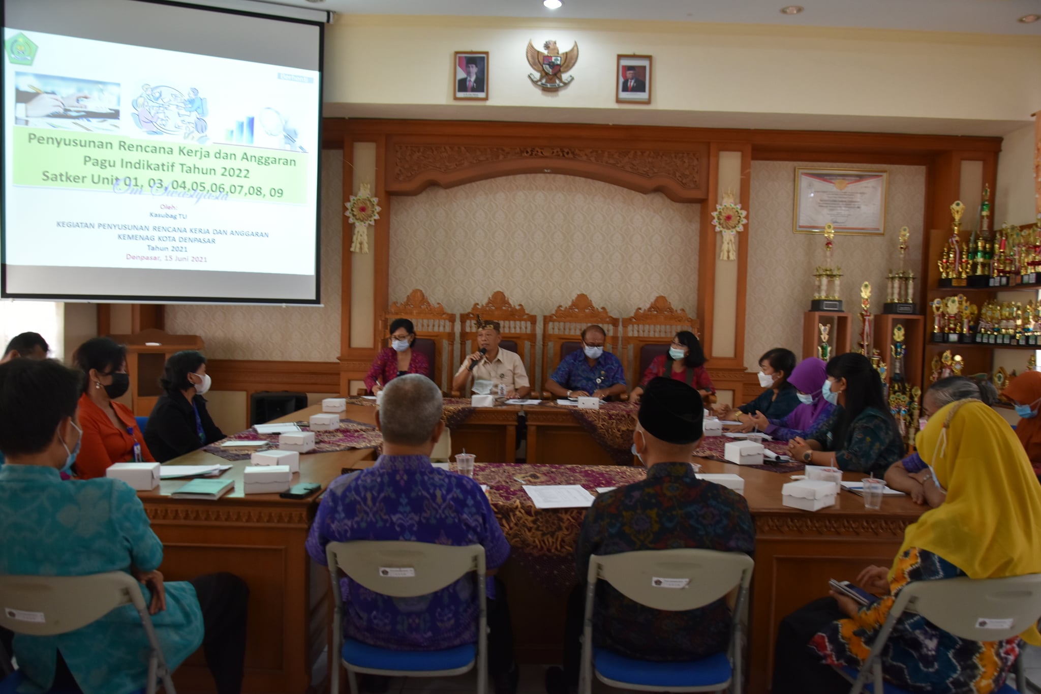 Rapat Penyusunan Rencana Kerja dan Anggaran K/L Kantor Kementerian Agama Kota Denpasar untuk Pagu Indikatif TA 2022