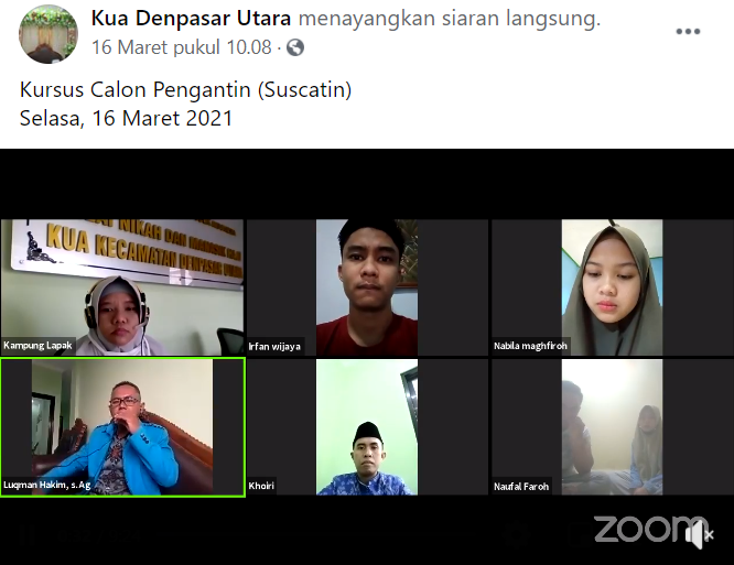 Siap Menjadi Pengantin, KUA Kecamatan Denpasar Utara Selenggarakan Kursus Calon Pengantin (Suscatin) Melalui Zoom Meeting