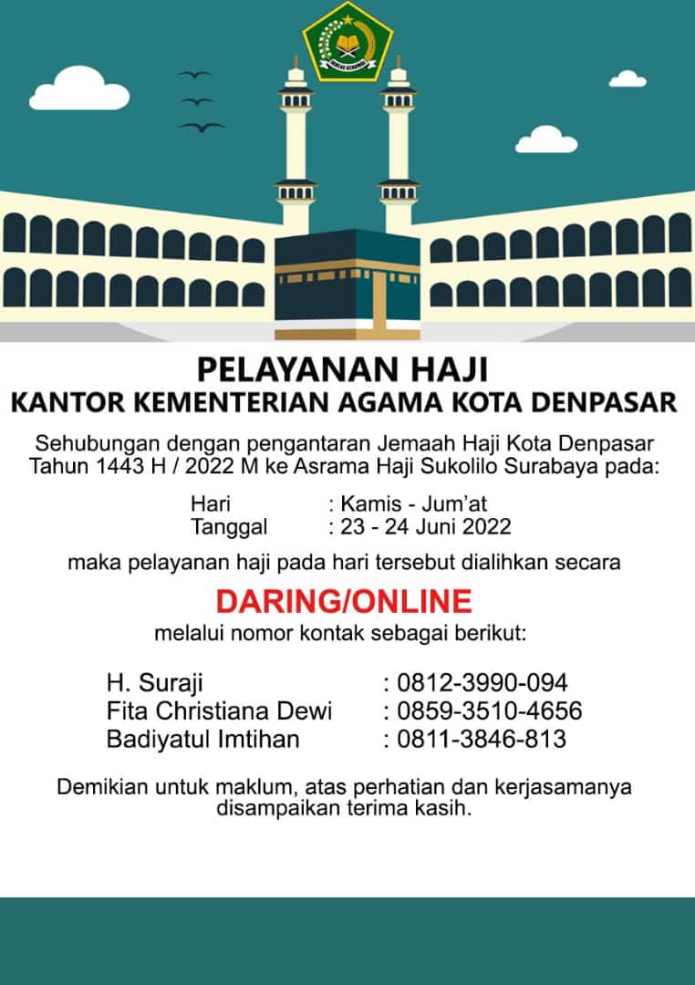 Pelayanan Haji Kota Denpasar 23 Juni s.d 24 Juni 2022