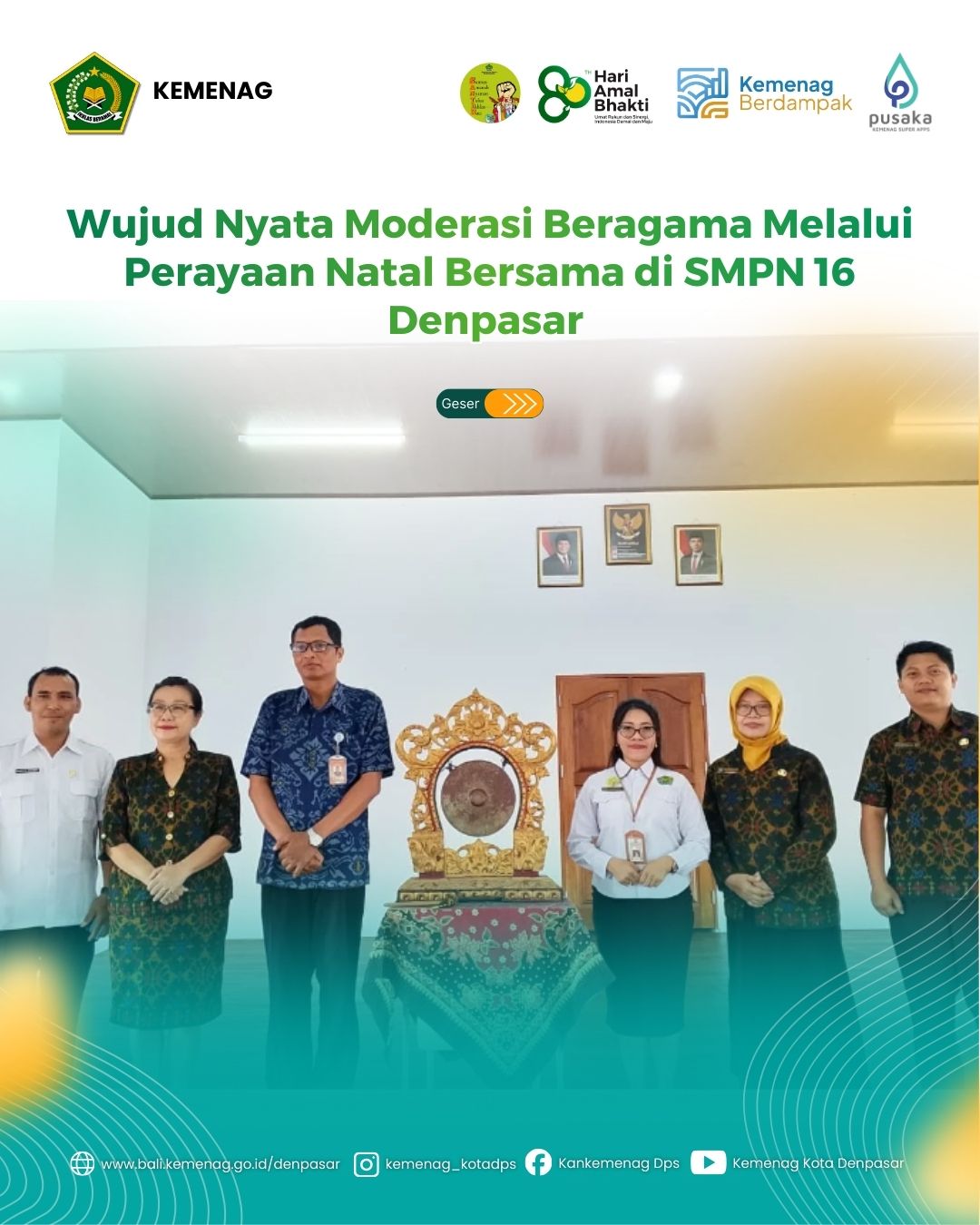 Wujud Nyata Moderasi Beragama Melalui Perayaan Natal Bersama di SMPN 16 Denpasar