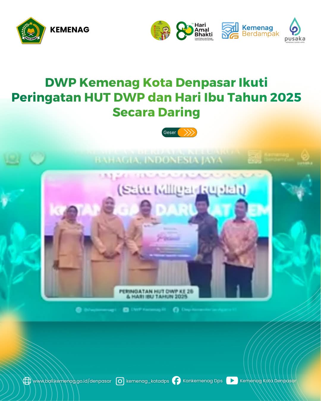 DWP Kemenag Kota Denpasar Ikuti Peringatan HUT DWP dan Hari Ibu Tahun 2025 Secara Daring