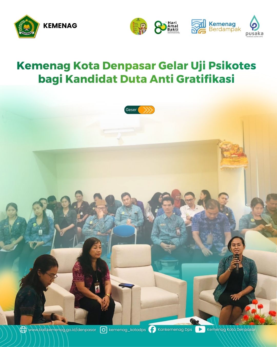 Kemenag Kota Denpasar Gelar Uji Psikotes bagi Kandidat Duta Anti Gratifikasi
