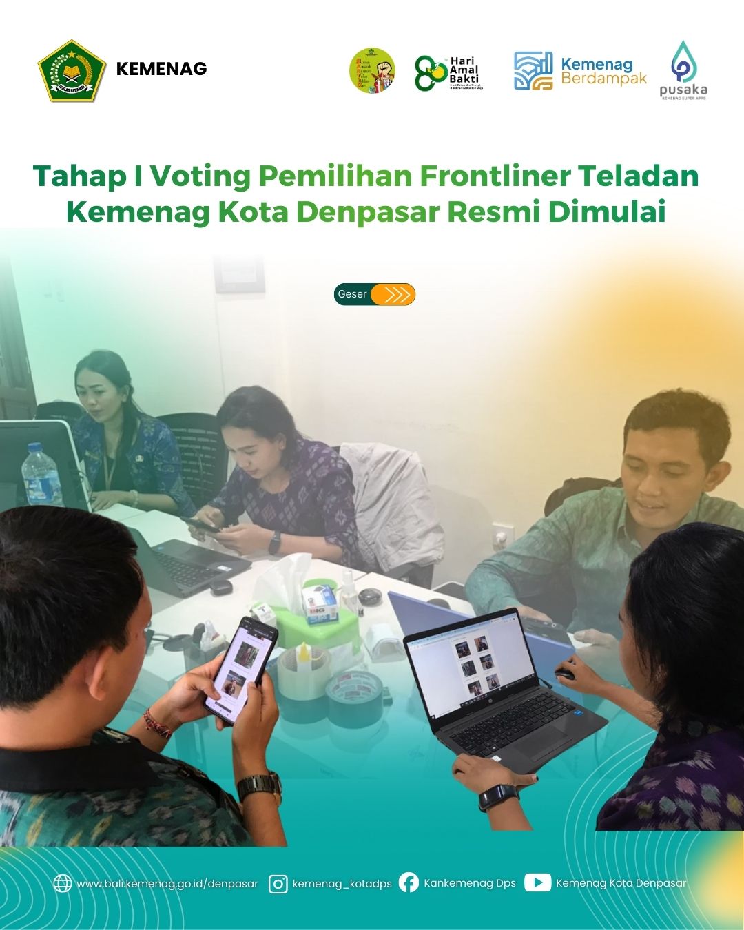 Tahap I Voting Pemilihan Frontliner Teladan Kemenag Kota Denpasar Resmi Dimulai