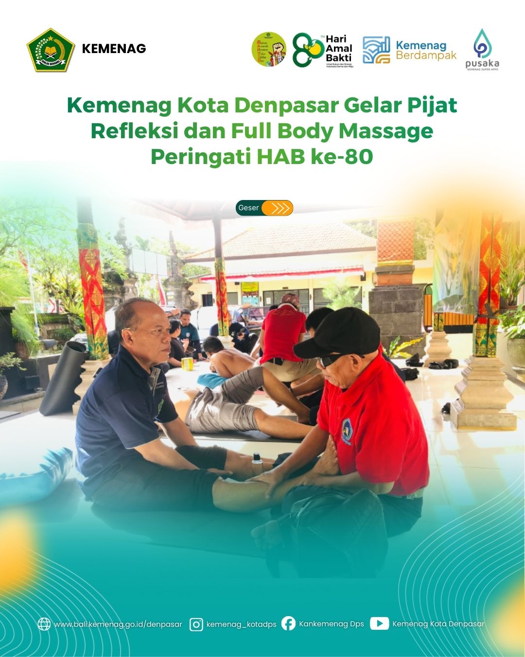 Kemenag Kota Denpasar Gelar Pijat Refleksi dan Full Body Massage Peringati HAB ke-80