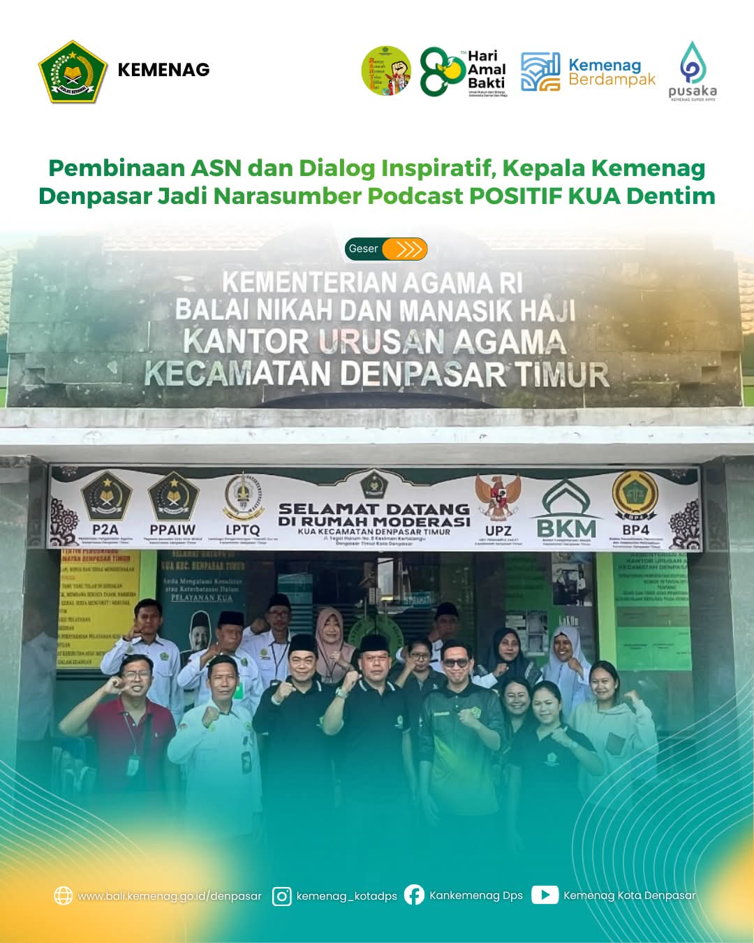 Pembinaan ASN dan Dialog Inspiratif, Kepala Kemenag Denpasar Jadi Narasumber Podcast POSITIF KUA Dentim