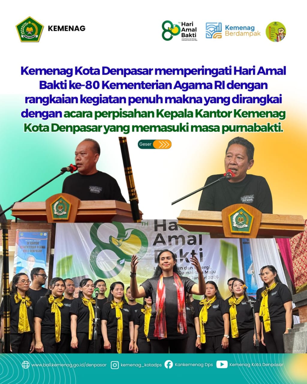 Memperingati Hari Amal Bakti ke-80 Kementerian Agama RI Kemenag Kota Denpasar Perkuat Silaturahmi dan Lepas Kepala Kantor Memasuki Masa Purnabakti