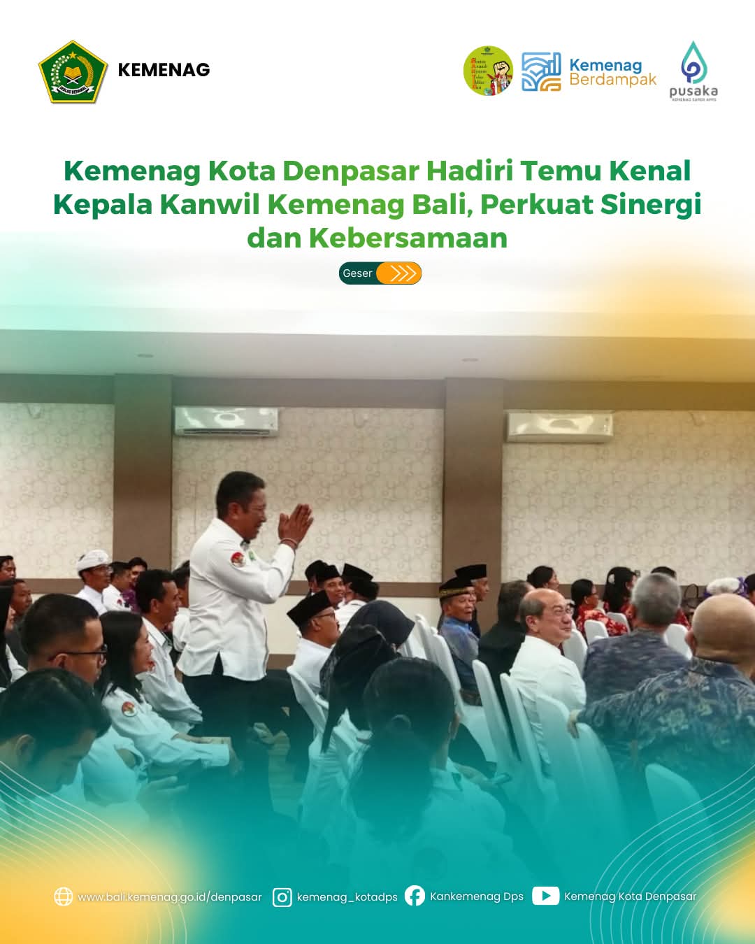 Kemenag Kota Denpasar Hadiri Temu Kenal Kepala Kanwil Kemenag Bali, Perkuat Sinergi dan Kebersamaan