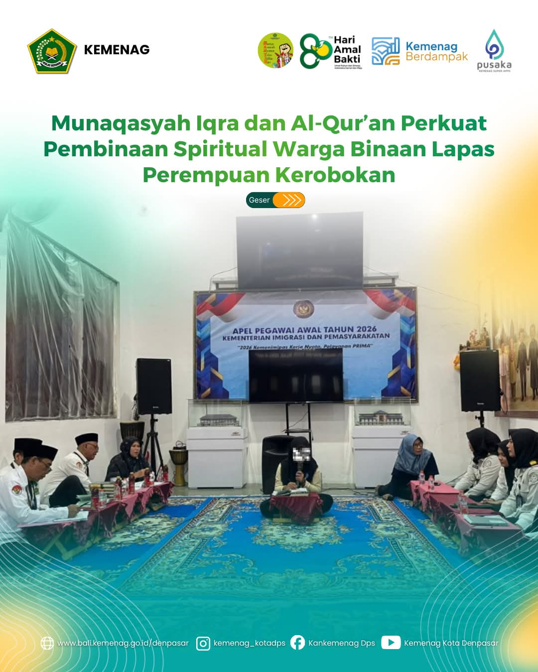 Munaqasyah Iqra dan Al-Qur’an Perkuat Pembinaan Spiritual Warga Binaan Lapas Perempuan Kerobokan
