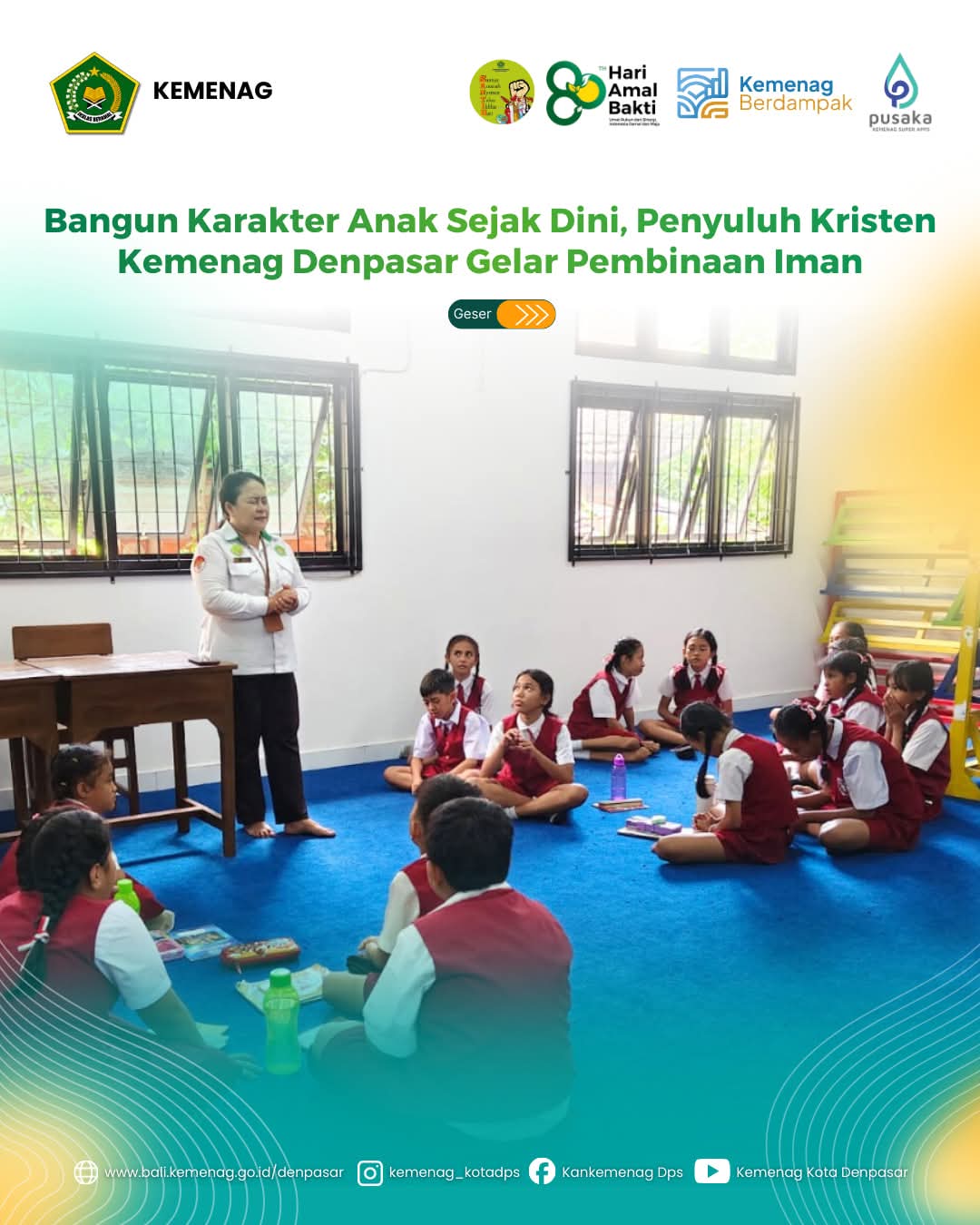 Bangun Karakter Anak Sejak Dini, Penyuluh Kristen Kemenag Denpasar Gelar Pembinaan Iman