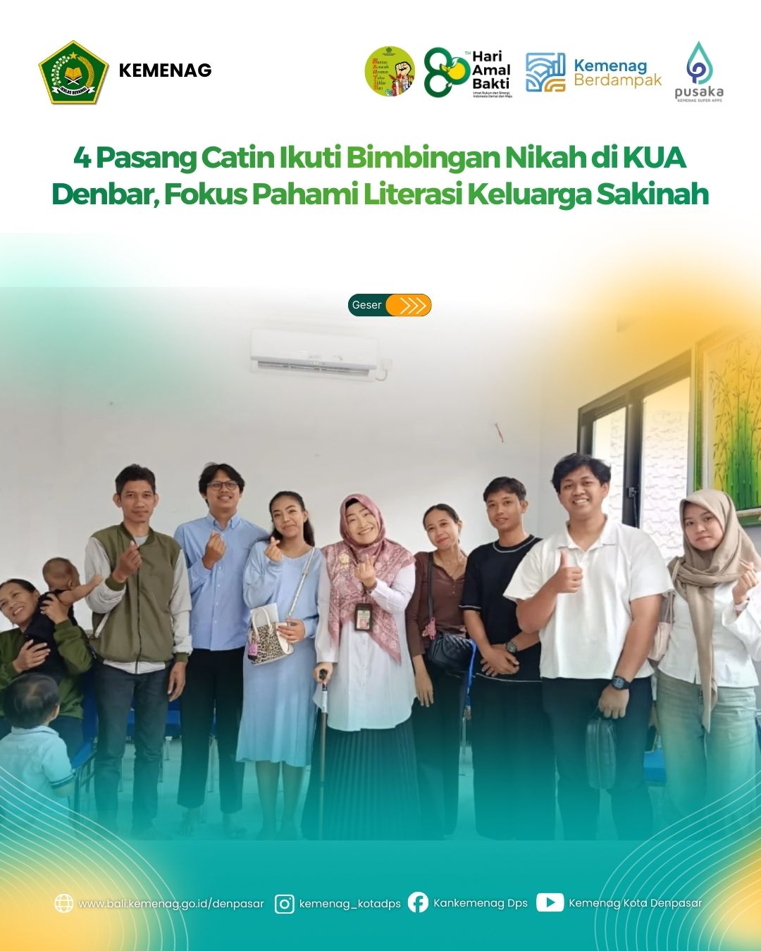 4 Pasang Catin Ikuti Bimbingan Nikah di KUA Denbar, Fokus Pahami Literasi Keluarga Sakinah