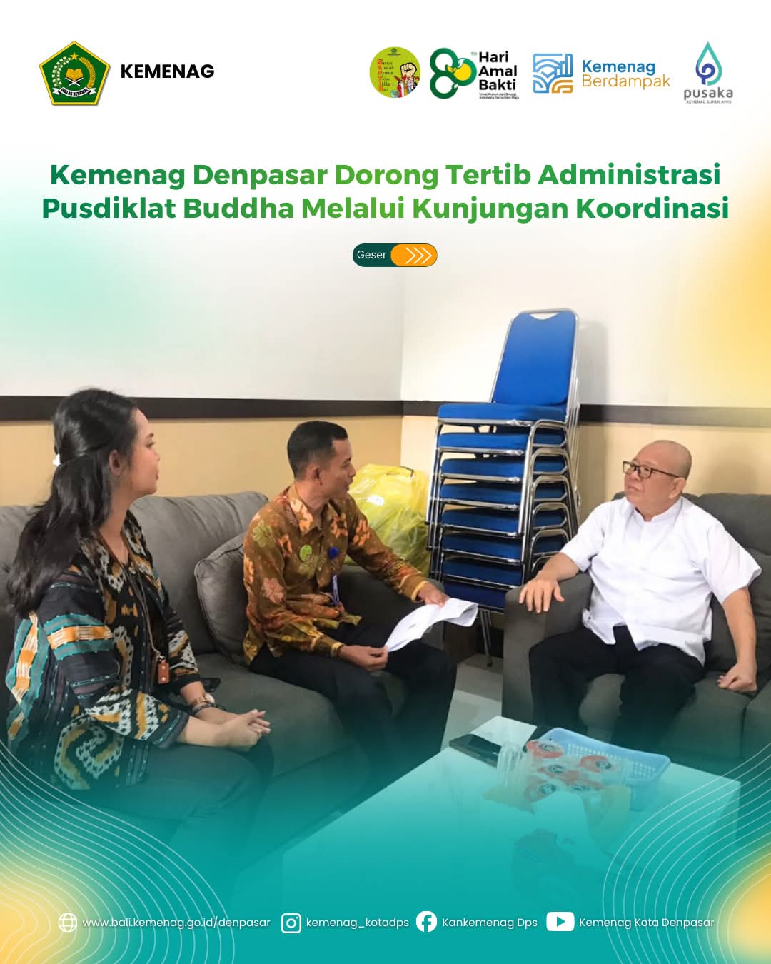 Kemenag Denpasar Dorong Tertib Administrasi Pusdiklat Buddha Melalui Kunjungan Koordinasi